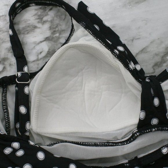 CROFT & BARROW Swimsuit Dress Polka Dot Circles Bathing Suit Black White 12 - Picture 6 of 14